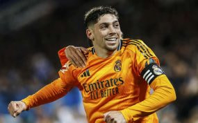 Fede Valverde celebra su gol contra el Leganés.