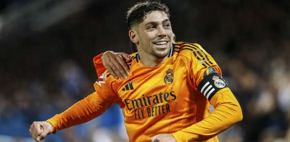 Fede Valverde celebra su gol contra el Leganés.