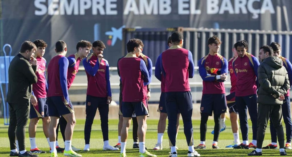 Xavi Hernández durante un entrenamiento.