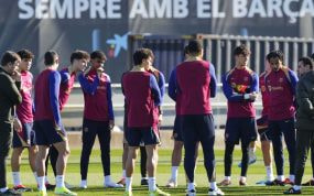 Xavi Hernández durante un entrenamiento.