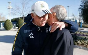 Carlo Ancelotti y Florentino Pérez en Valdebebas.