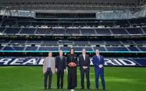 Presentación del partido de NFL en el Bernabéu.