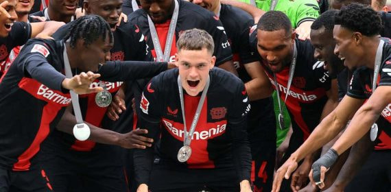 Florian Wirtz, en la celebración de la Bundesliga.
