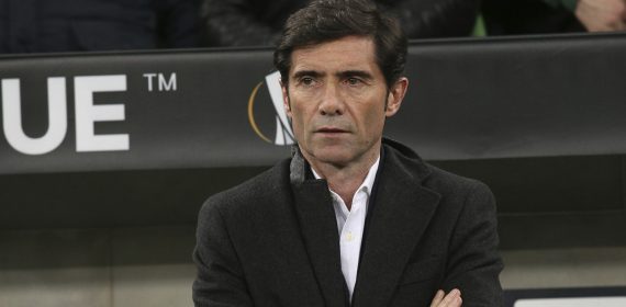 Marcelino García Toral, durante su etapa como entrenador del Valencia, durante un partido ante el Krasnodar ruso.