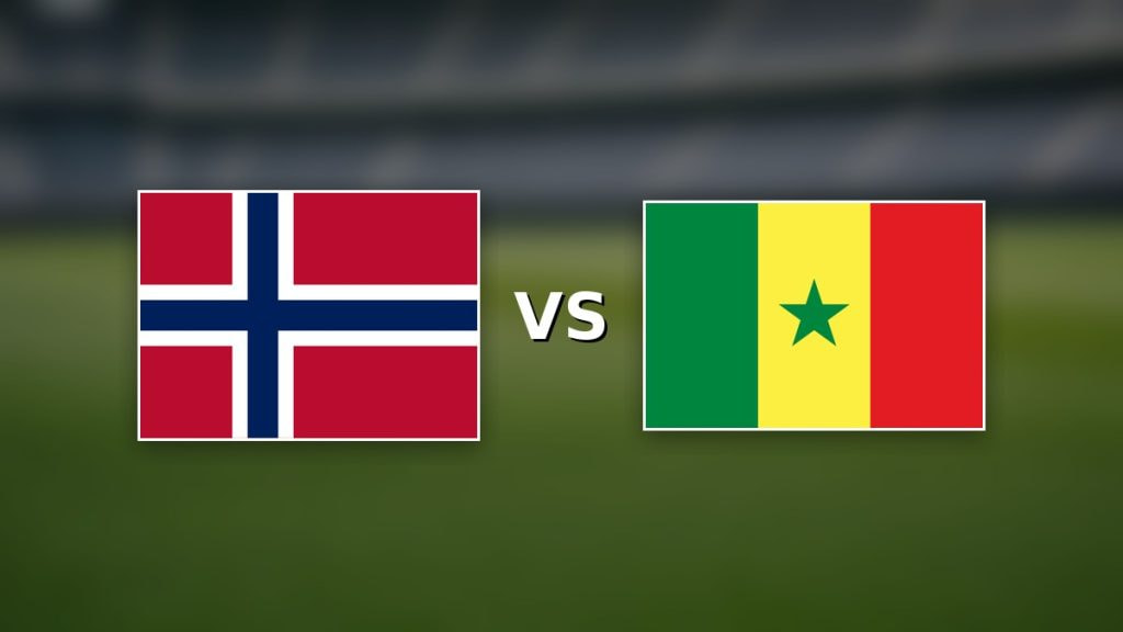 Banderas de Noruega y Senegal con un VS sobre un fondo de cancha difuminado, previa de la 2ª jornada del Mundial 2026