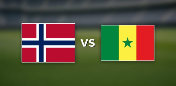 Banderas de Noruega y Senegal con un VS sobre un fondo de cancha difuminado, previa de la 2ª jornada del Mundial 2026