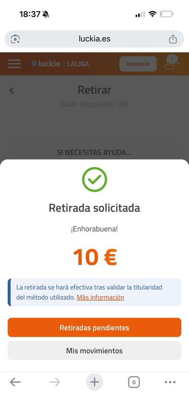 Pantalla de retiro de ganancias en casa de apuestas