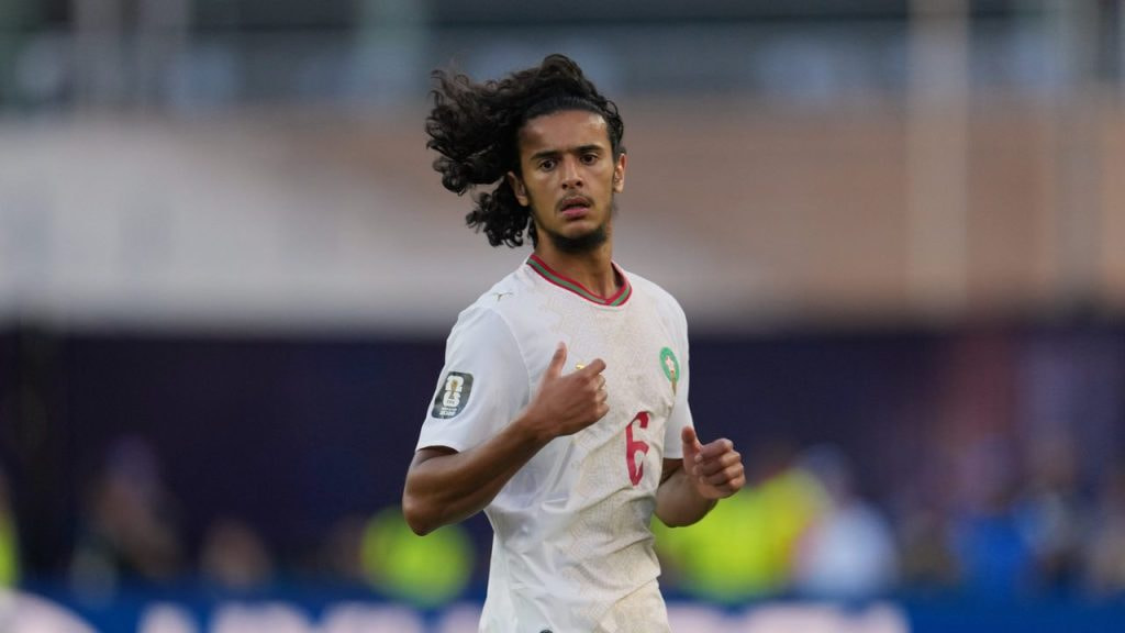 Ayoub Bouaddi en acción durante el partido entre Marruecos y Escocia en el Mundial 2026.