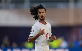 Ayoub Bouaddi en acción durante el partido entre Marruecos y Escocia en el Mundial 2026.