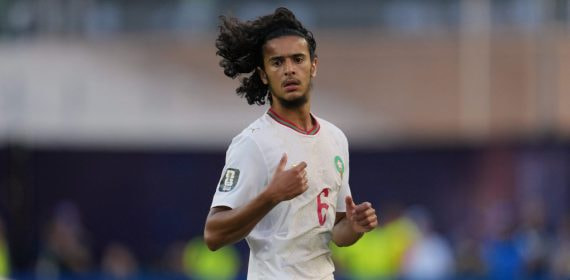Ayoub Bouaddi en acción durante el partido entre Marruecos y Escocia en el Mundial 2026.