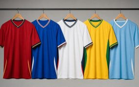 Camisetas de distintas selecciones de fútbol comparadas, sin escudos ni marcas
