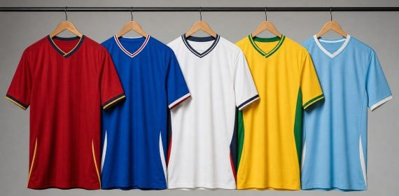 Camisetas de distintas selecciones de fútbol comparadas, sin escudos ni marcas