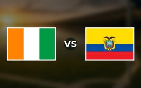 Banderas de Costa de Marfil y Ecuador enfrentadas sobre un campo de fútbol difuminado, pronóstico del Mundial 2026