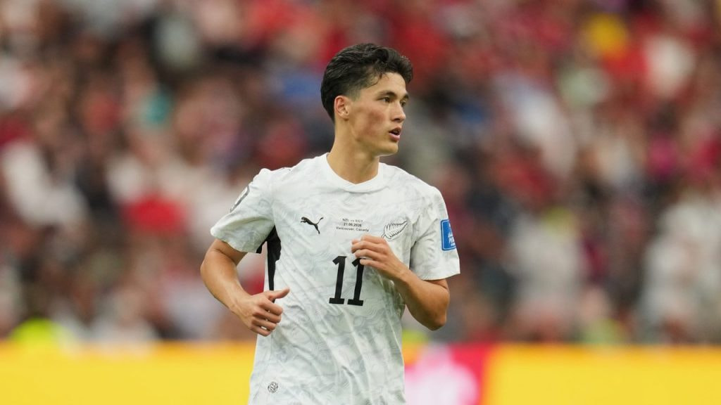 Elijah Just, durante el partido entre Nueva Zelanda y Egipto de la fase de grupos del Mundial 2026.