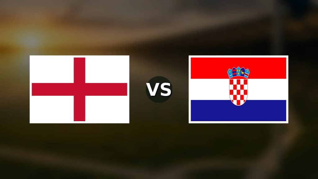 Banderas de Inglaterra y Croacia enfrentadas sobre un campo de fútbol difuminado, pronóstico del Mundial 2026