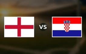Banderas de Inglaterra y Croacia enfrentadas sobre un campo de fútbol difuminado, pronóstico del Mundial 2026