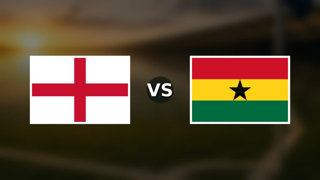 Banderas de Inglaterra y Ghana enfrentadas sobre un campo de fútbol difuminado, pronóstico del Mundial 2026