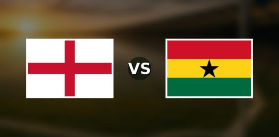 Banderas de Inglaterra y Ghana enfrentadas sobre un campo de fútbol difuminado, pronóstico del Mundial 2026