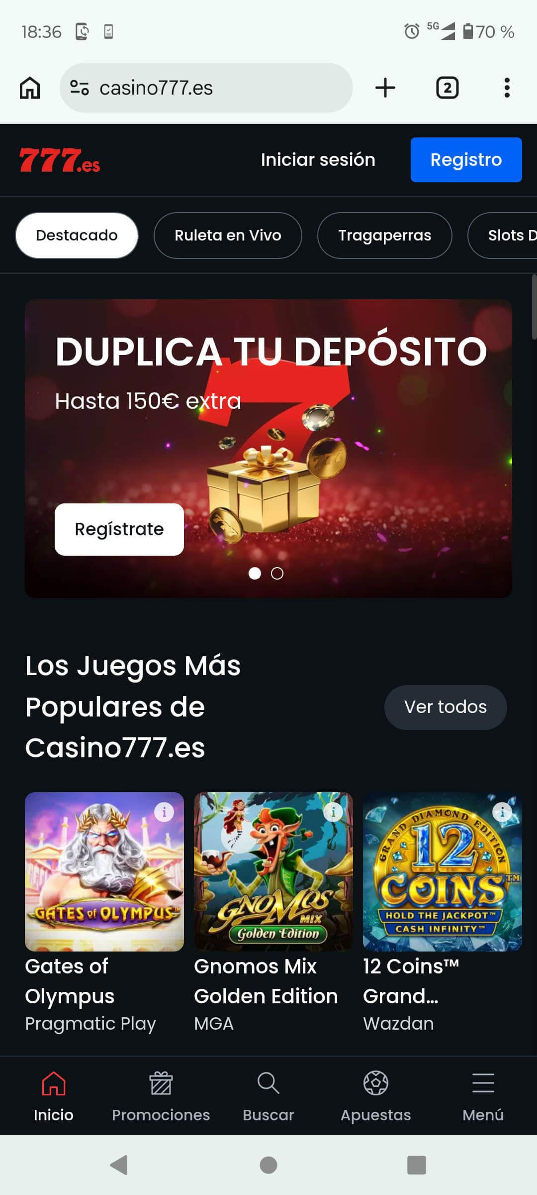 Abre Chrome y entra en la web de uno de los operadores con mejores apps de apuestas deportivas