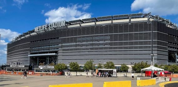 El MetLife Stadium de Nueva Jersey, sede de la final del Mundial 2026, en una vista exterior de su fachada