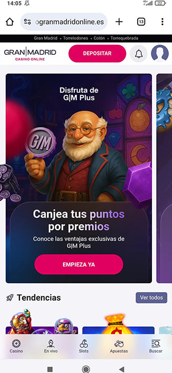 Botón de depositar en la app de una casa de apuestas con depósito mínimo bajo