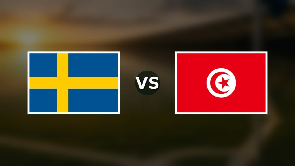 Banderas de Suecia y Túnez enfrentadas sobre un campo de fútbol difuminado, pronóstico del Mundial 2026