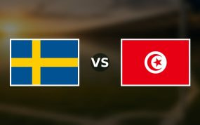 Banderas de Suecia y Túnez enfrentadas sobre un campo de fútbol difuminado, pronóstico del Mundial 2026