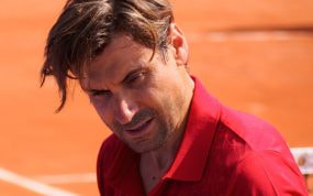 David Ferrer, capitán del equipo español de Copa Davis, durante un entrenamiento sobre tierra batida