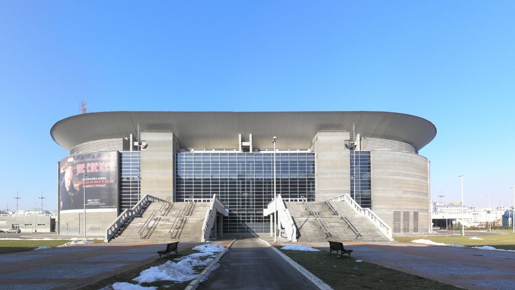 Imagen externa del Belgrado Arena, que ha sido una de las nuevas sedes de la UFC en 2026.