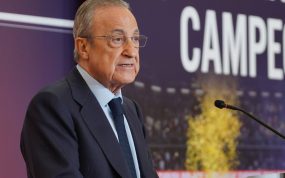 Florentino Pérez, en el acto de celebración del título de Euroliga 2022-2023 del Real Madrid