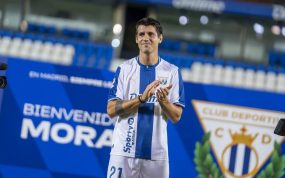 Álvaro Morata durante su presentación como nuevo futbolista del CD Leganés en agosto de 2026.