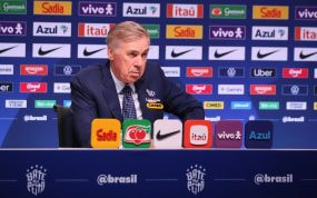 Carlo Ancelloti, durante la rueda de prensa en la que anunció los convocados de Brasil para los amistosos ante Australia e India.