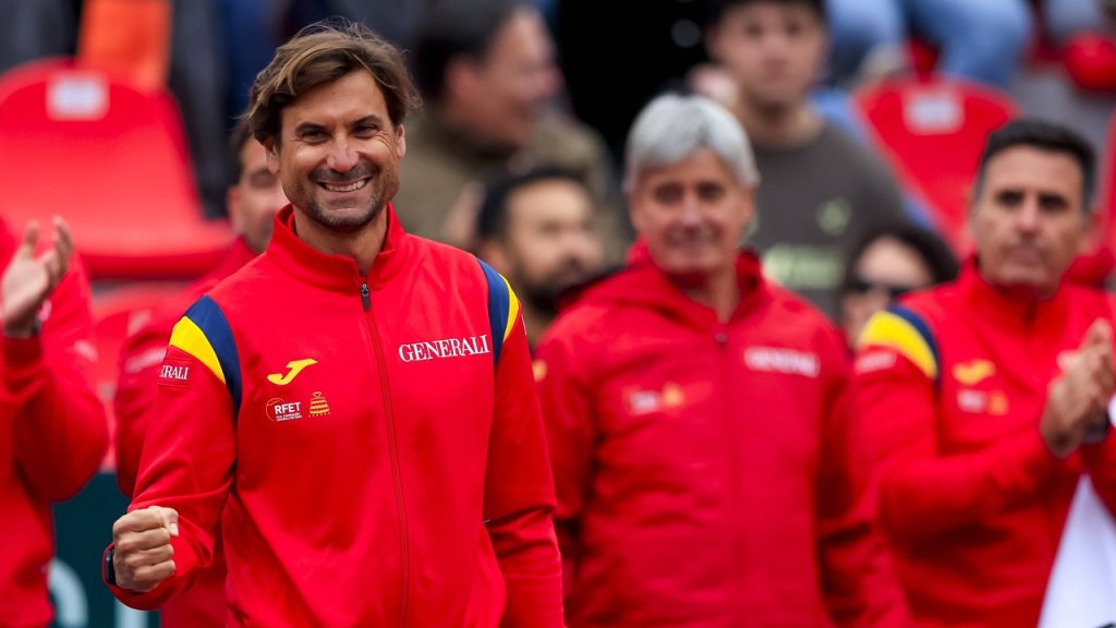 David Ferrer celebra uno de los puntos individuales conseguidos por el equipo español durante la serie en Chile de la Copa Davis 2026.