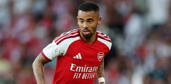 Gabriel Jesus, durante un partido de pretemporada entre el Arsenal y el Como, disputado el 12 de agosto en el Emirates de Londres.