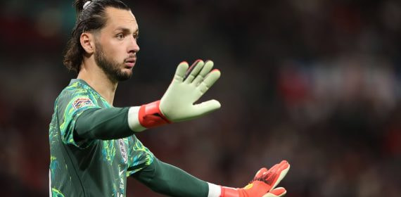 James Trafford durante el partido entre Inglaterra y España disputado en Wembley y correspondiente a la Nations League 2026/27.