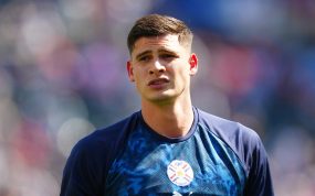Orlando Gill durante el calentamiento previo al duelo entre Paraguay y Francia de octavos de final del pasado Mundial 2026.