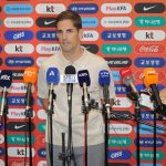 Robert Moreno, durante su presentación oficial como nuevo seleccionador de fútbol de Corea del Sur.