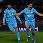 Franco Pizzichillo celebra el gol anotado a Tigre en la victoria del Montevideo City Torque por 0-1 en la vuelta de los octavos de final de la Copa Sudamericana 2026.